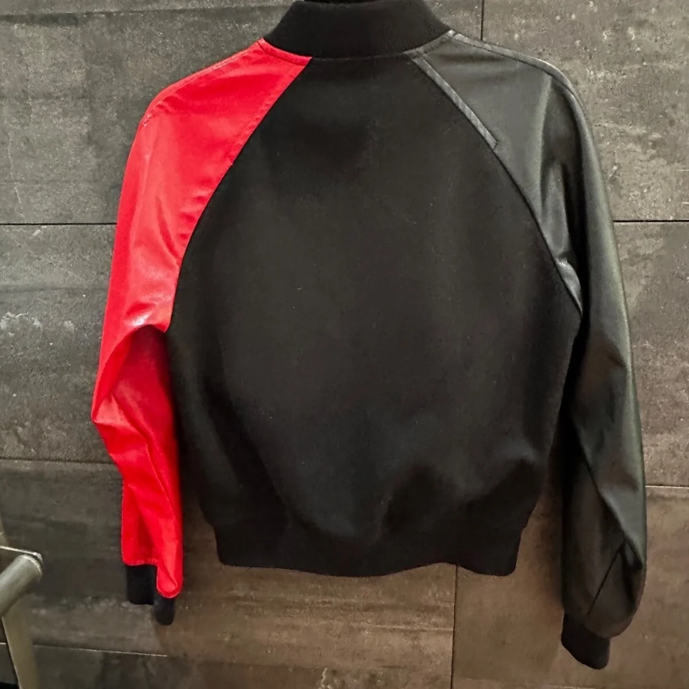 Comme Des Garcons Shirt Faux Leather Sleeves  Bomber Jacket size S